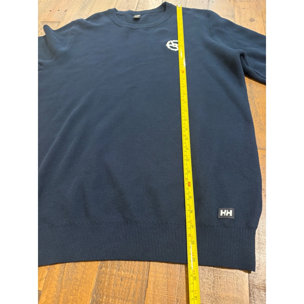 Helly Hansen Mens Navy Blue Organic Cotton Safe Harbor Helm Logo Sweater Large - Picture 8 of 10
